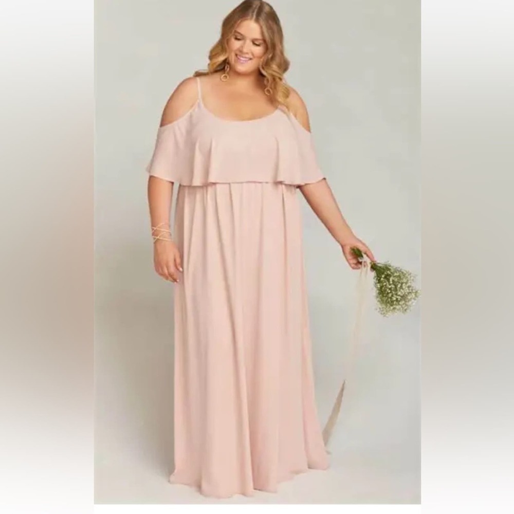 NWT Show Me your Mumu Caitlin Ruffle Dusty Blush Crisp Maxi Dress